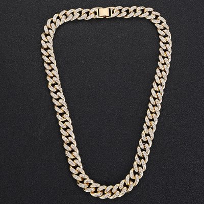 Dense Diamond 4Color Cuban Chain Necklace (5542)