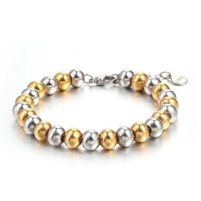 Simple Round Bead Titanium Bracelets (5953)