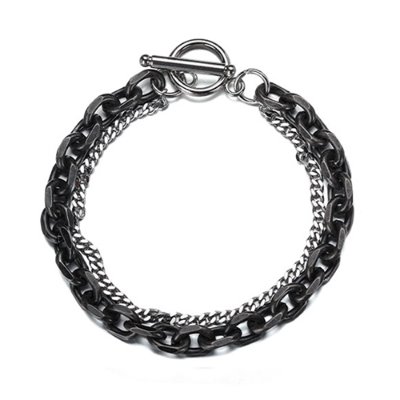 Paperclip Square Chain OT Buckle Titanium Bracelet (6151)