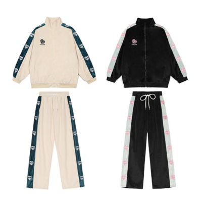 Contrast Love 2Color Embroidery Zip-up &amp; Pants (8177)