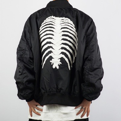 Skeleton Embroidered Zip-up Jacket (8658)