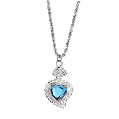 Love Heart Gem 5Color Chain Necklace (9775)