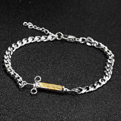 Syringe Needle Tube Chain Bracelet (9746)