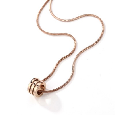 Cylinder Pendant 3Color Chain Necklace (9771)