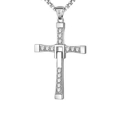Hanging Cross 2Color Titanium Steel Chain Necklace (9825)