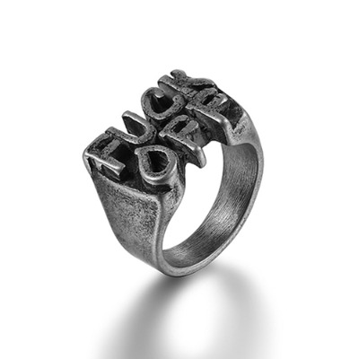 Ancient Letter Titanium Steel Ring (9810)