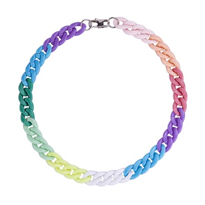 Colorful Acrylic Chain Rainbow Necklace (9774)