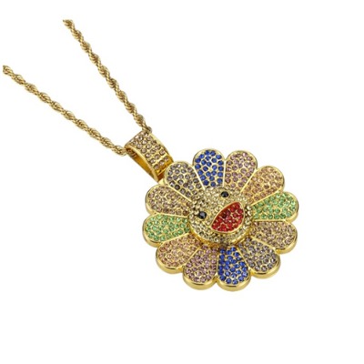 Spin Smile Flower 8Color Cubic Zirconia Necklace (1162)