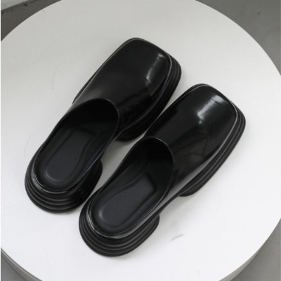 Black Chic Glossy Leather Bloafer (9987)