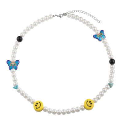Kitsch Butterfly Smile Pearl Necklace (1108)