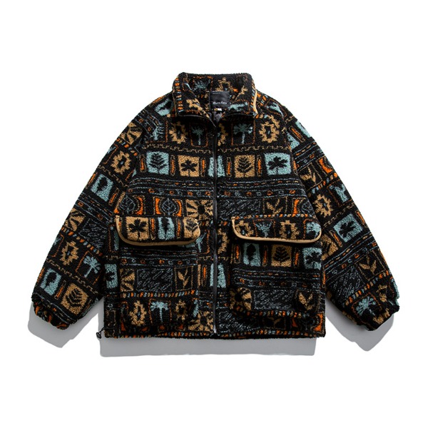 Vintage Ancient Pattern Fleece Jacket (2466)