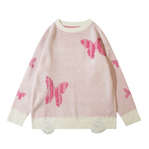 Butterfly Embroidery 3Color Knit Sweater (1514)