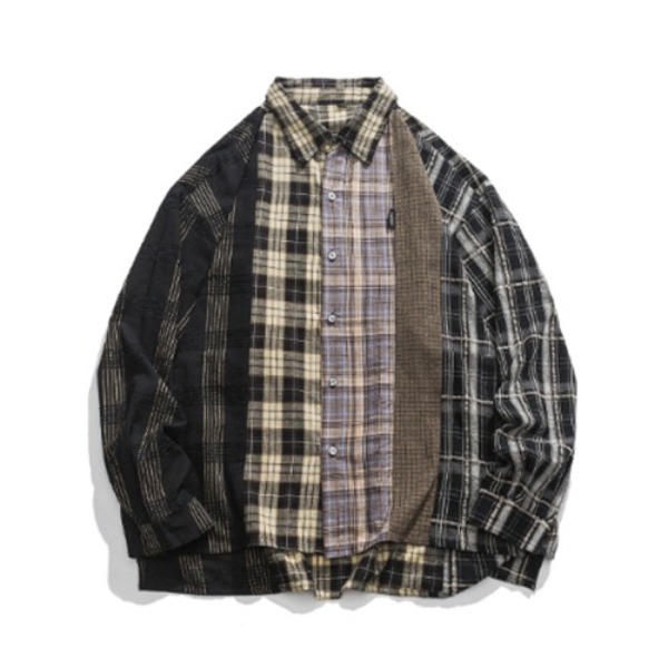 Various Check Pattern Patchworks Shirt (1393)