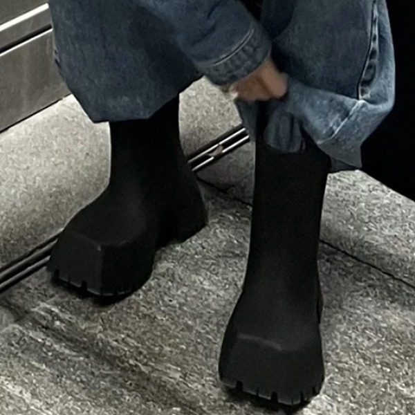 Black Square Platform Ankle Boots (2630)