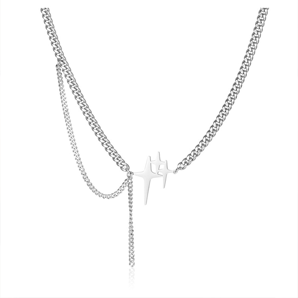 Three Lightning Pendant Drop Chain Surgical Necklace (4532)