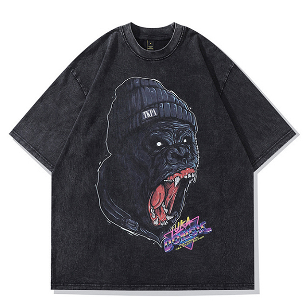 Vintage Black Offensive Gorilla Monster Printing TEE (4647)