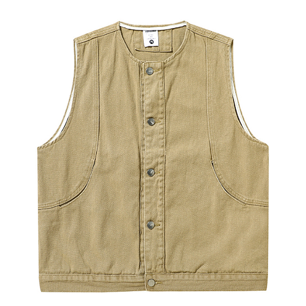 Curved Pintuck Line Workwear 2Color Vest (4727)
