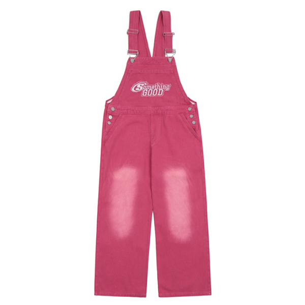 Rose Red Washing Denim Kitsch Overall Pants (4885)