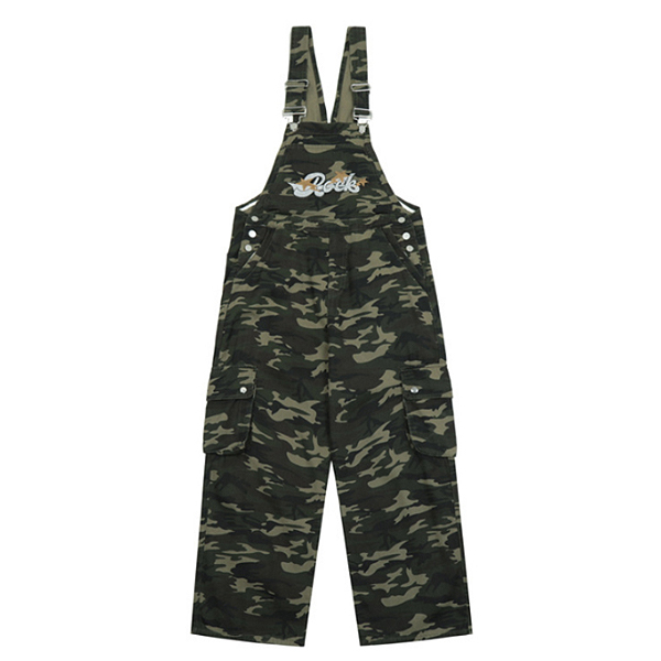 Military Camouflage Pattern Lettering Overall Pants (4905)