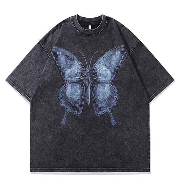 Vintage Black Real Big Butterfly Printing TEE (5098)