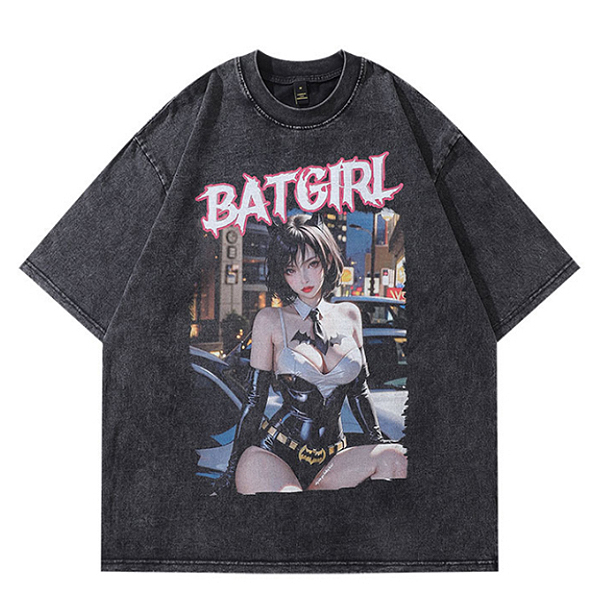 Vintage Black Batgirl Character Printing TEE (5293)