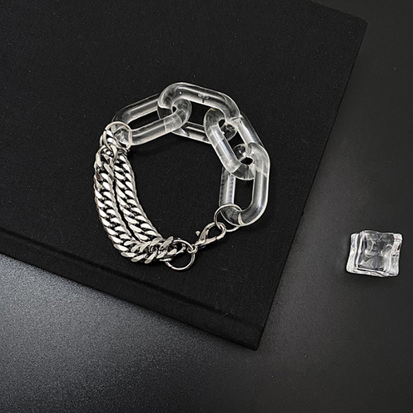 Clear Bold Double Surgical Chain Bracelet (5406)