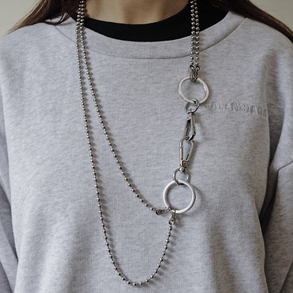 Circle Ring Double Long Layered Chain (5438)
