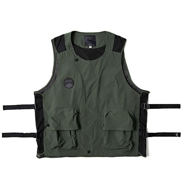 Circle Mini Embroidery Techwear 2Color Vest (5697)