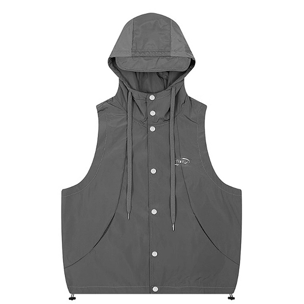 Metal Logo Curved String 2Color Hood Vest (5747)