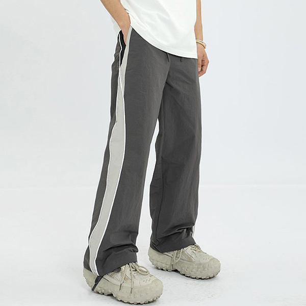 Curved Coloring Line String 2Color Casual Pants (6098)