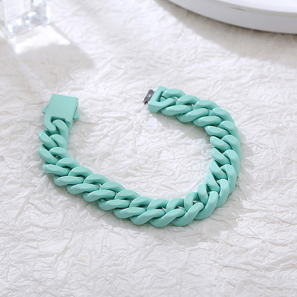 Pastel Glossy Bold Chain 3Color Surgical Bracelet (6183)