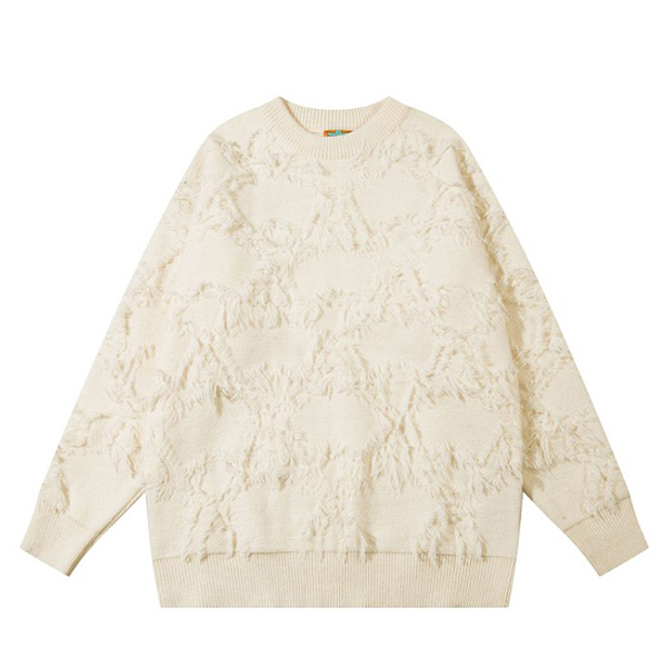 Fringe Embroidery Point 2Color Knit Sweater (6558)
