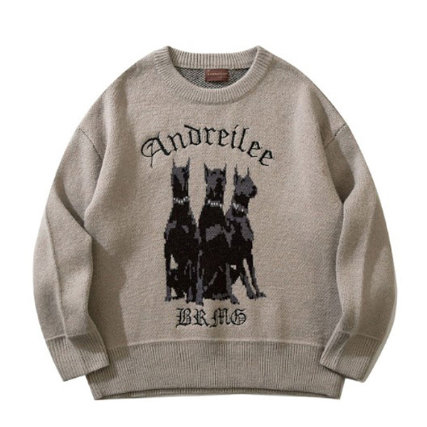 Stout Dogs Lettering 2Color Knit Sweater (6562)