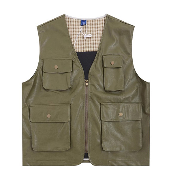 Amekaji Multi Pockets Soft Leather 3Color Vest (6572)