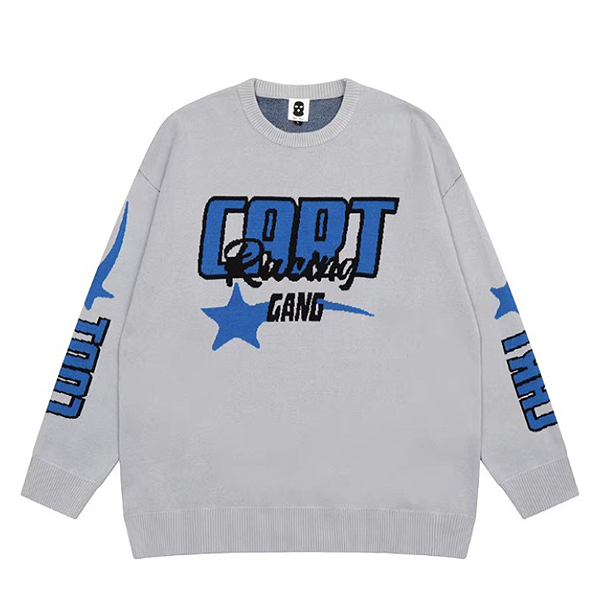 Cart Racing Star Embroidery 2Color Knit Sweater (6606)