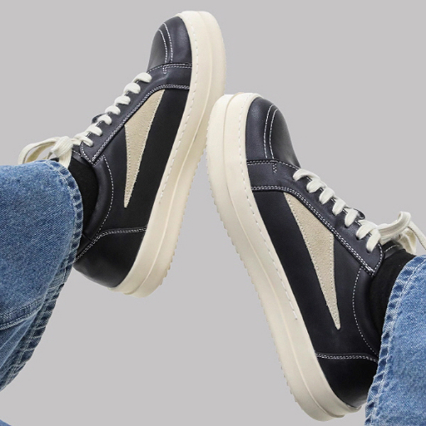 Black Casual Street Cow Leather Sneakers (7352)