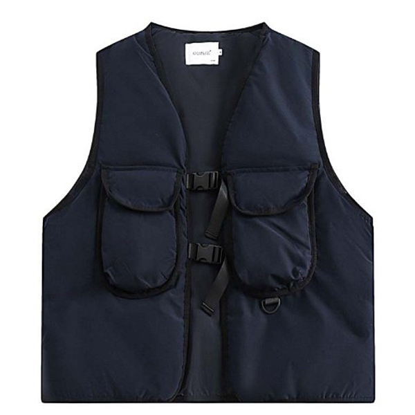 Navy Black Colored Pocket Buckle Strap Vest (7527)