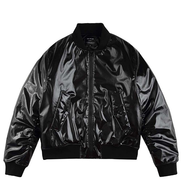 Black Unisex Vinyl Shirring Unique Jacket (7543)