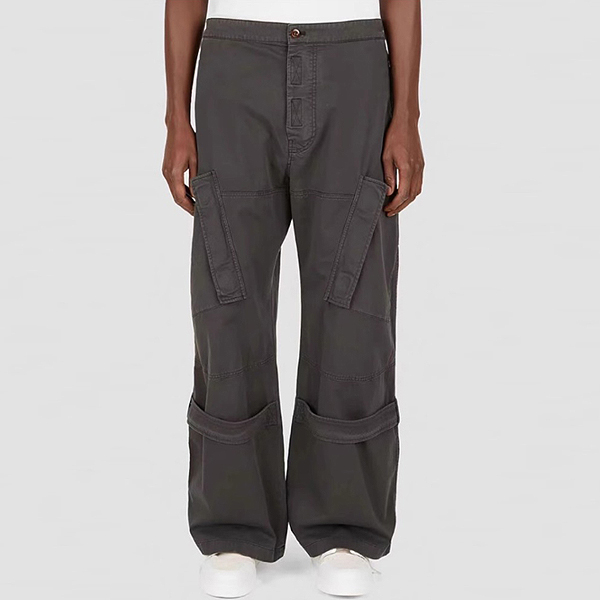 Dark Gray Workwear Diagonal Pocket Wide Pants (7629)