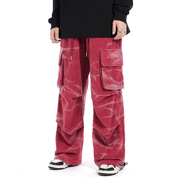 Corduroy Watery Pattern Cargo 2Color Casual Pants (8213)