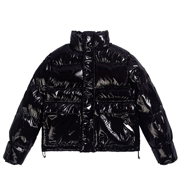 Black Glossy Street Mood Highneck Padding Jacket (8292)