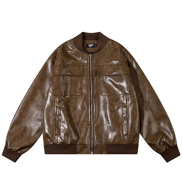 Marble Pattern Glossy Coating Leather 2Color Jacket (8303)