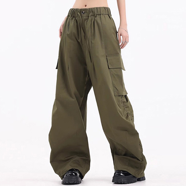 Side Big Pocket Shirring Wide 4Color Casual Pants (8295)
