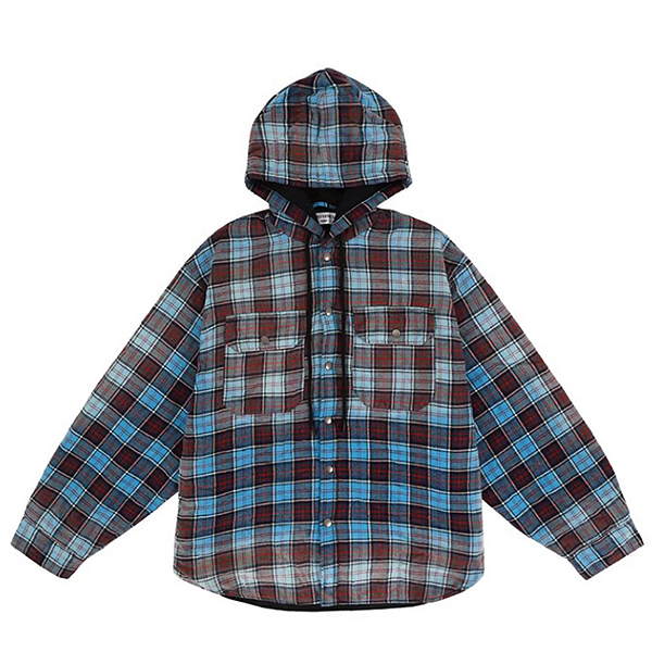 Brown Blue Check Pattern Hood shirts Jacket (8296)