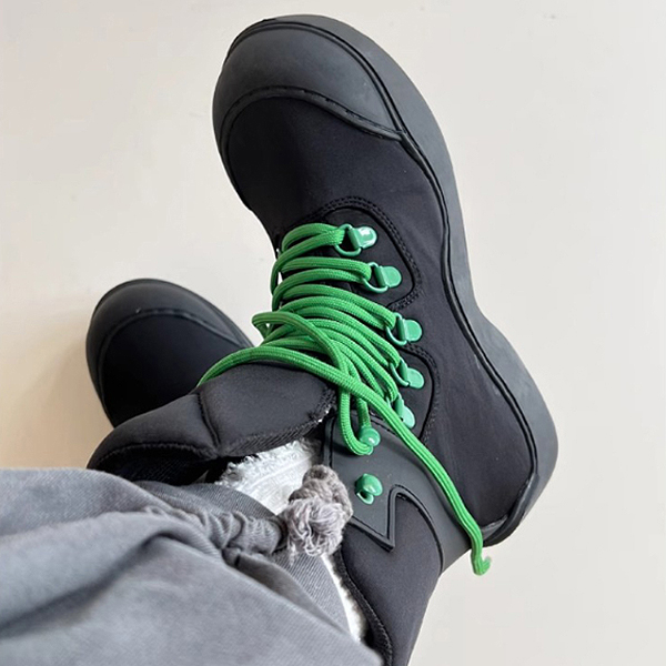 Dark Green Unisex Round Rubber Snow Boots (8323)