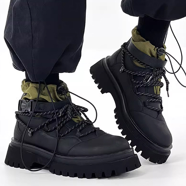 Wind String Buckle Strap Rubber 2Color Worker Boots (8325)