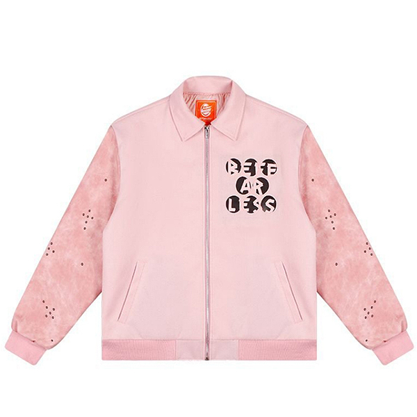 Punching Circle Lettering Leather 2Color Jacket (8460)