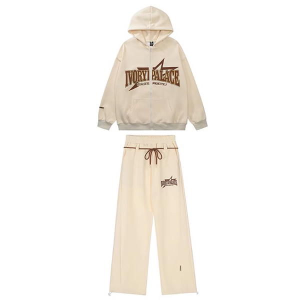 Ivory Palace Embroidery 2Color Hood Zip-Up &amp; Pants SET (8468)