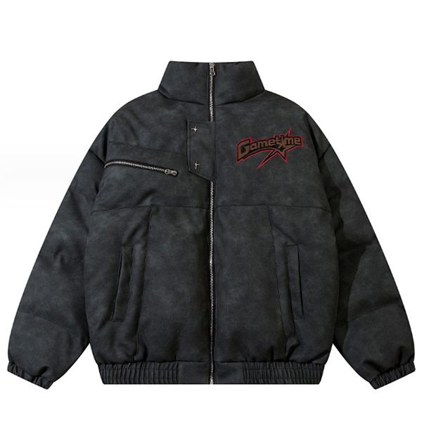 Gametime Embroidery Leather 2Color Padding Jacket (8496)