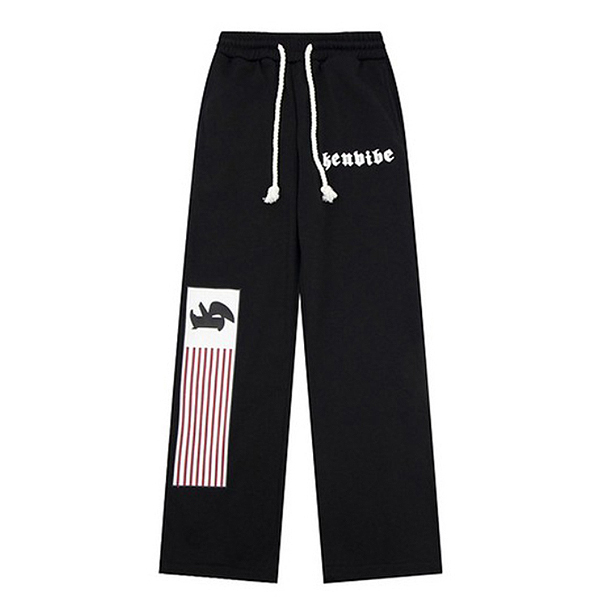 Kenvibe Oblong Stripe Embroidery 2Color Casual Pants (8601)